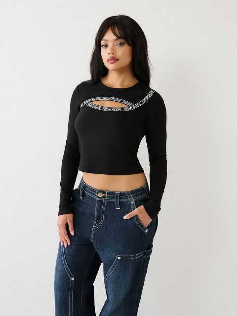 Tops True Religion Cut Out Logo Mujer Negras | Colombia-ETSANWB38