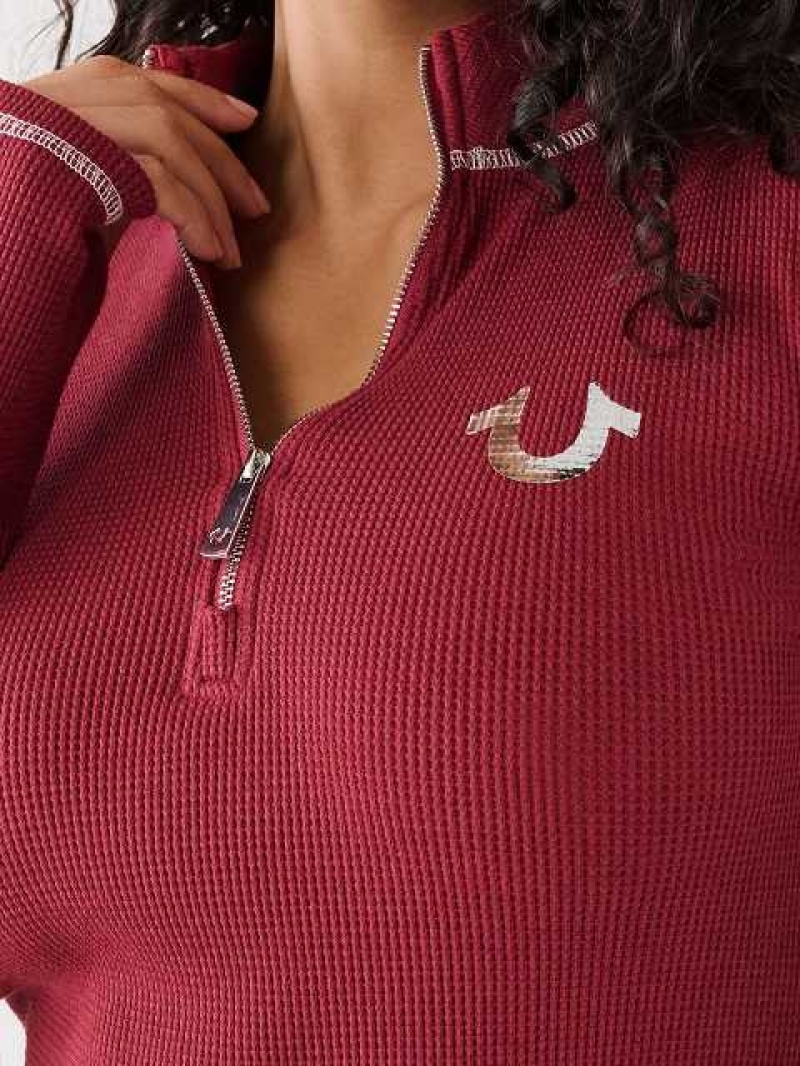 Tops True Religion Half Zip Mujer Fucsia | Colombia-OPBEJZH62