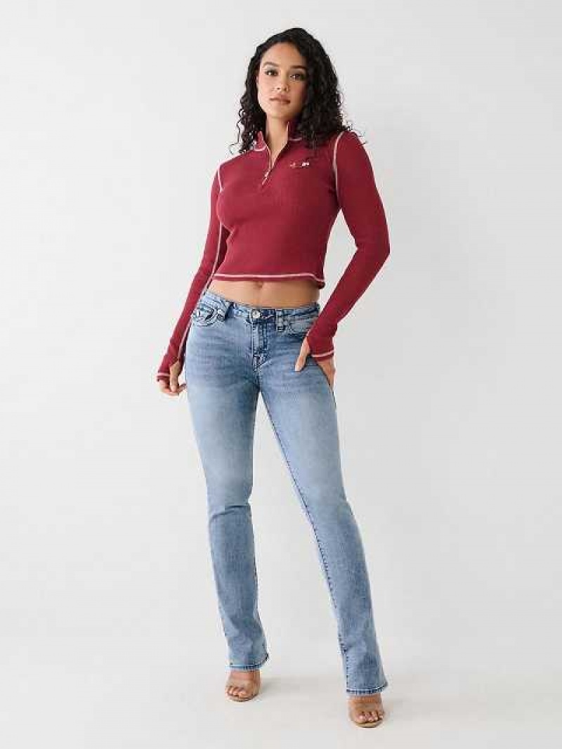 Tops True Religion Half Zip Mujer Fucsia | Colombia-OPBEJZH62