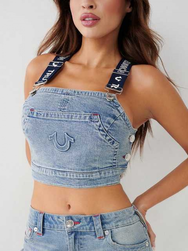 Tops True Religion Overall Denim Mujer Azules | Colombia-NKIZVHM83