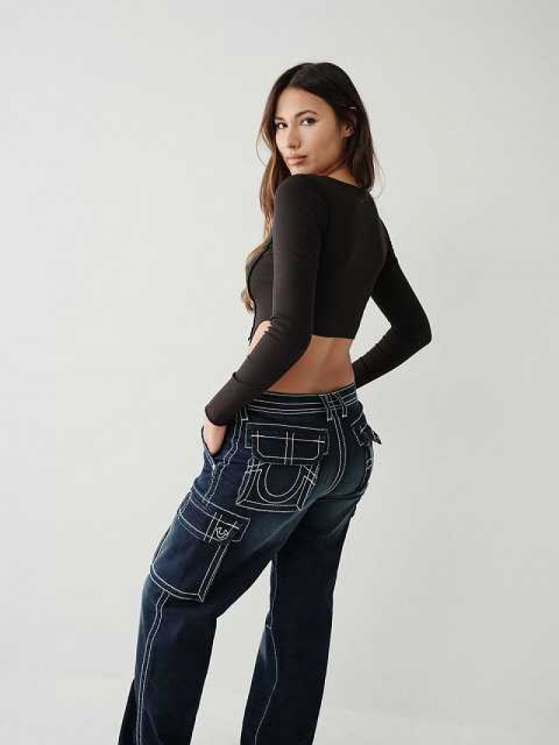 Tops True Religion Paneled Crop Mujer Negras | Colombia-RUAJKIM16