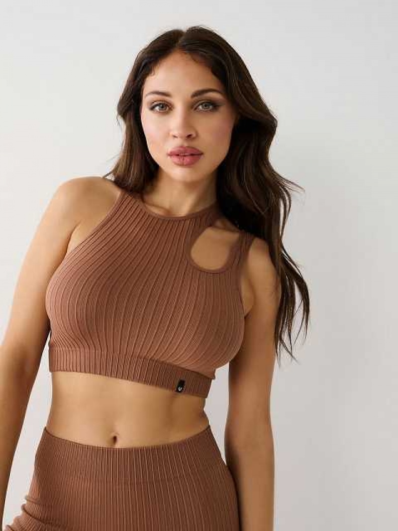 Tops True Religion Seamless Cut Out Mujer Beige | Colombia-CYZVLAJ76