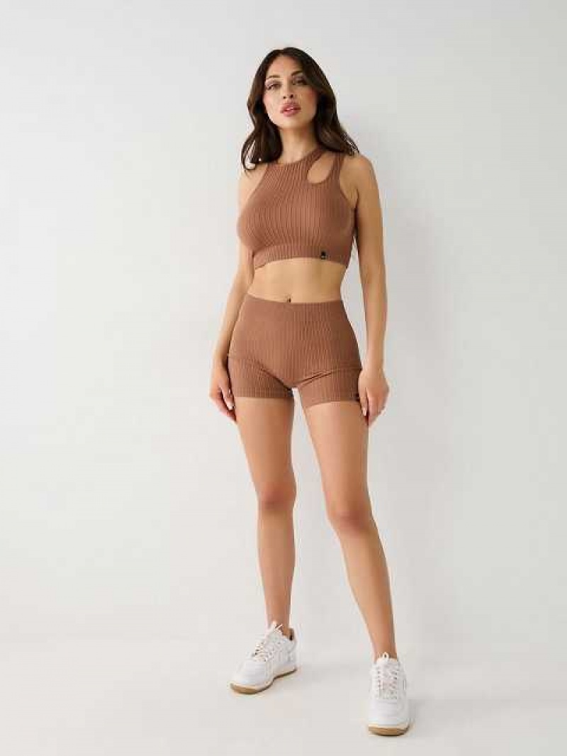 Tops True Religion Seamless Cut Out Mujer Beige | Colombia-CYZVLAJ76