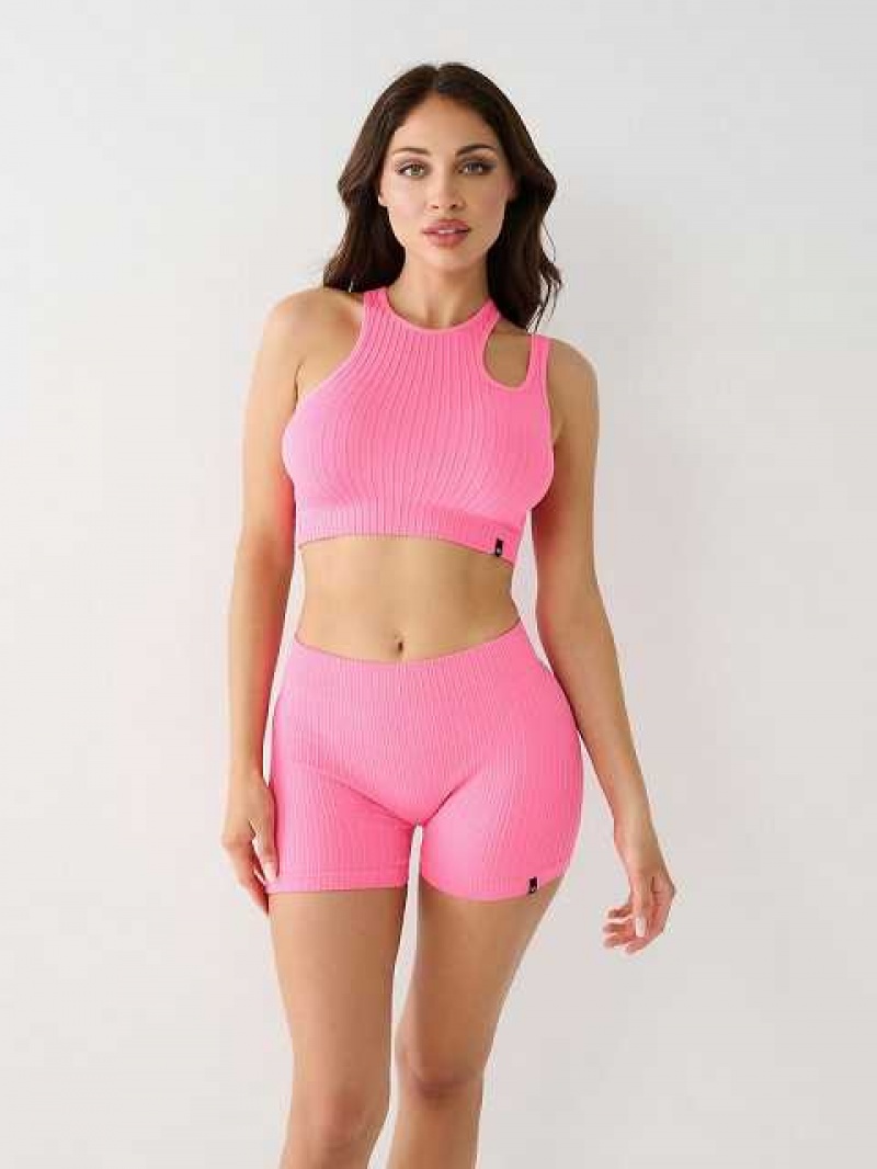 Tops True Religion Seamless Cut Out Mujer Fucsia | Colombia-CMSEUXR70