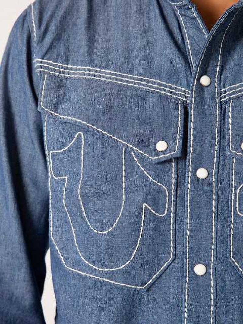 Tops True Religion Sebastien Ami X True Religion Chambray Western Hombre Body Rinse | Colombia-WRCPMSV04