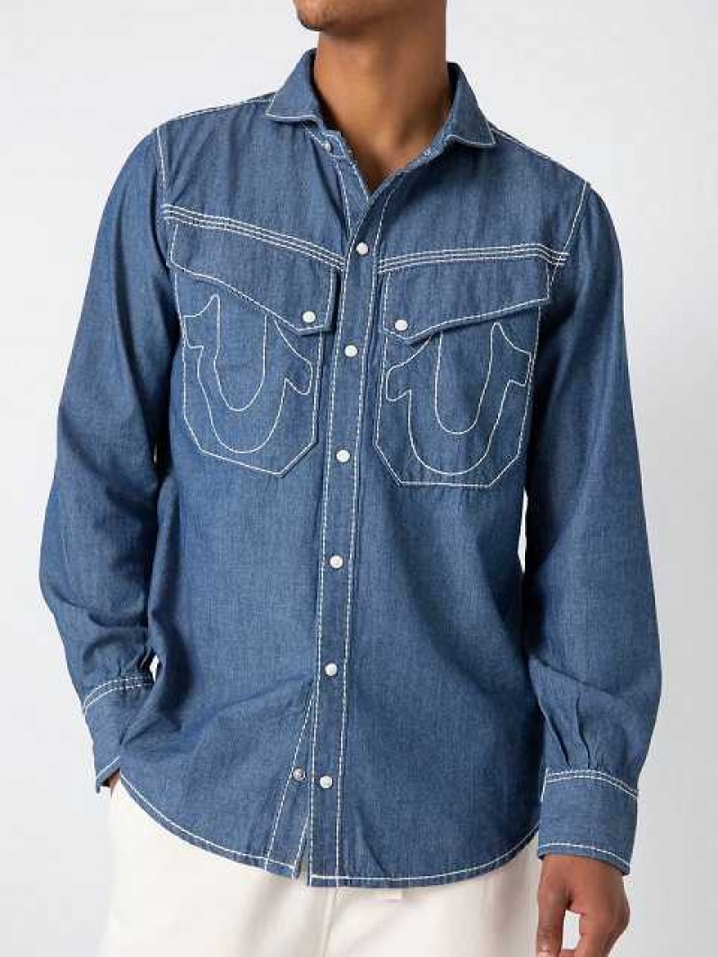 Tops True Religion Sebastien Ami X True Religion Chambray Western Hombre Body Rinse | Colombia-WRCPMSV04