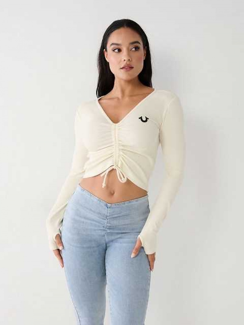 Tops True Religion Tie Front Mujer Blancas | Colombia-FKRMZTD48