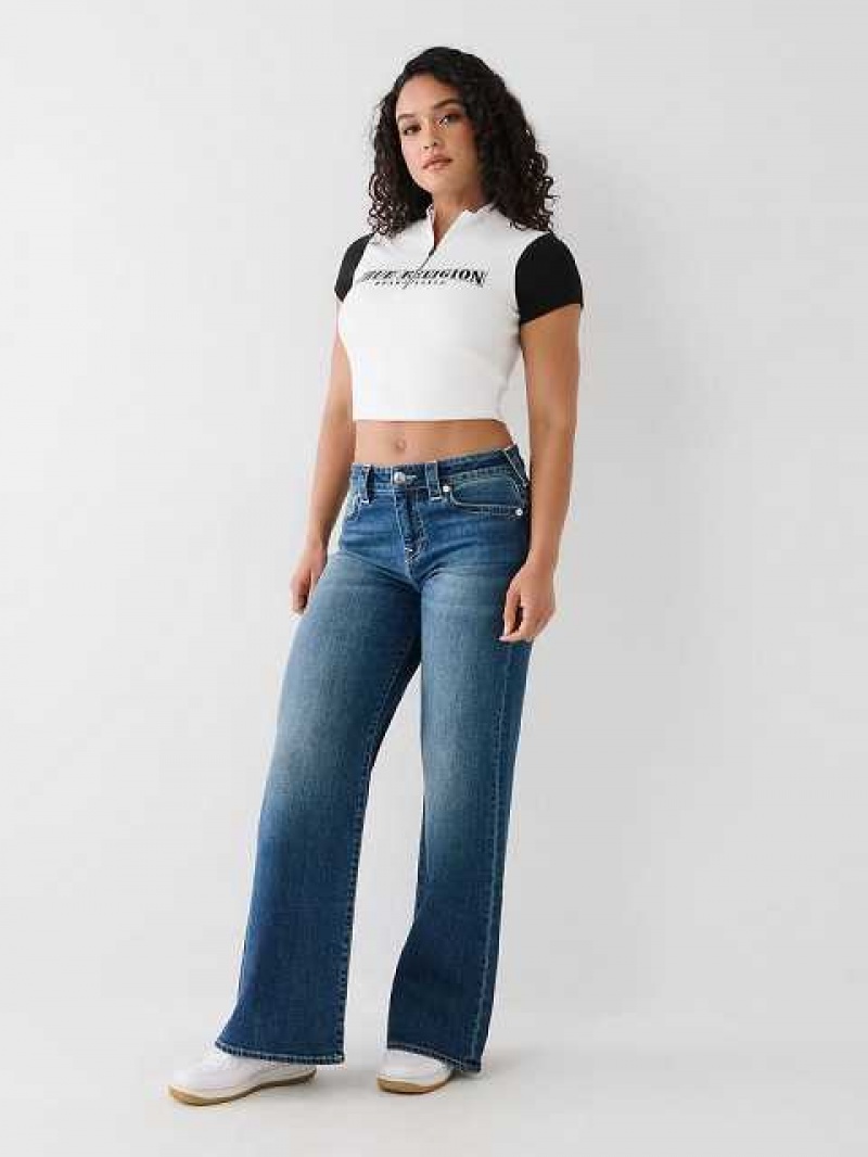 Tops True Religion True Half Zip Crop Mujer Blancas | Colombia-CKFDZWO72