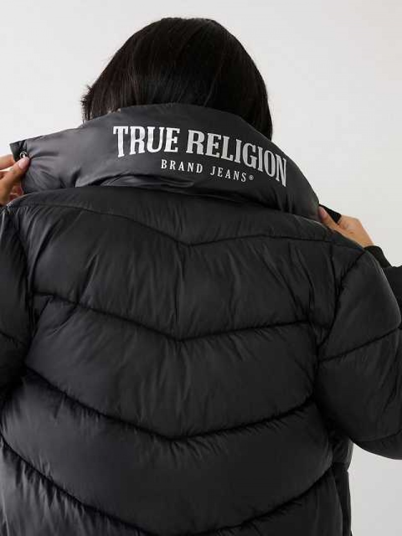 Tops True Religion True Religion Logo Longline Puffer Mujer Negras | Colombia-JXYEHWG87