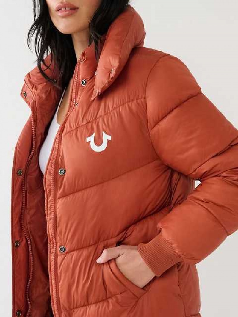 Tops True Religion True Religion Logo Longline Puffer Mujer Naranjas | Colombia-NPVRWEZ78