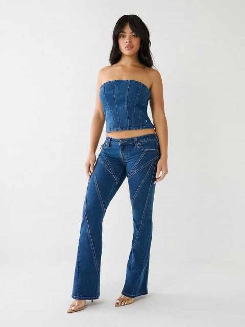 Vaqueros Acampanados True Religion Joey Low-rise Seaming Mujer Azules Oscuro | Colombia-AJTQPIE06