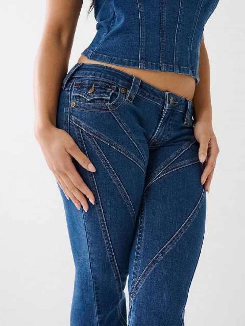 Vaqueros Acampanados True Religion Joey Low-rise Seaming Mujer Azules Oscuro | Colombia-AJTQPIE06