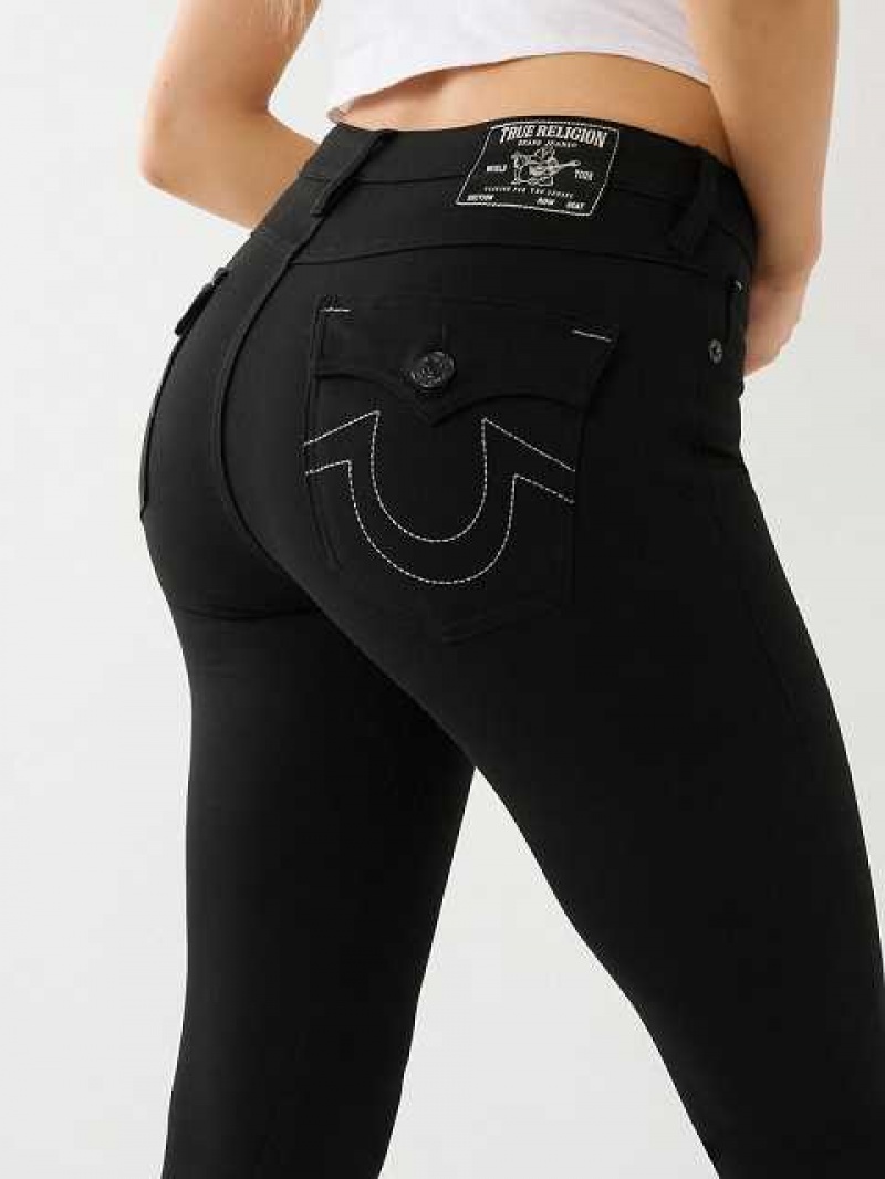 Vaqueros Acampanados True Religion Joey Ponte Mid Rise Curvey Mujer Negras | Colombia-MNJKEHR32