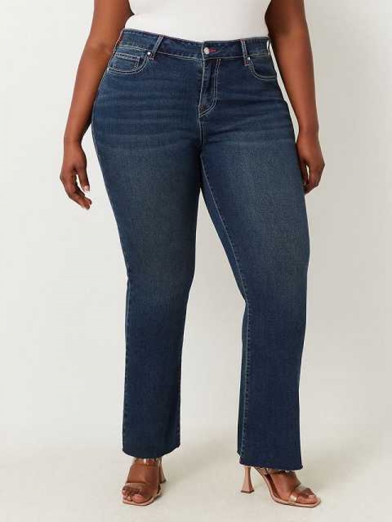 Vaqueros Bootcut True Religion Plus Becca Mid Rise Raw Hem Mujer Azul Marino | Colombia-RFOJQHP97