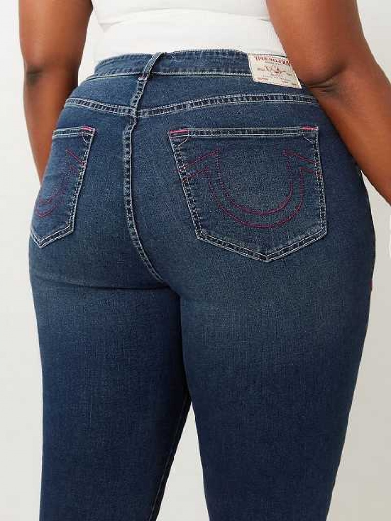 Vaqueros Bootcut True Religion Plus Becca Mid Rise Raw Hem Mujer Azul Marino | Colombia-RFOJQHP97