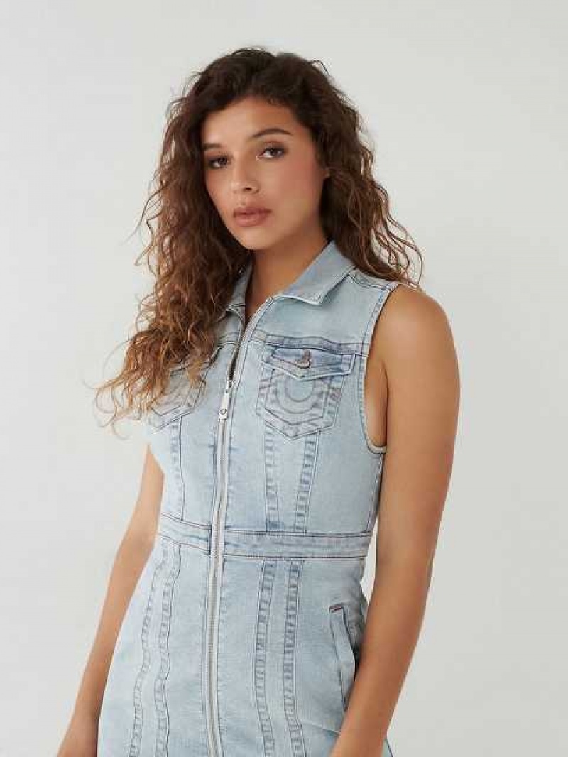 Vestido True Religion Zip Denim Mujer Azules | Colombia-ACVZQOY43